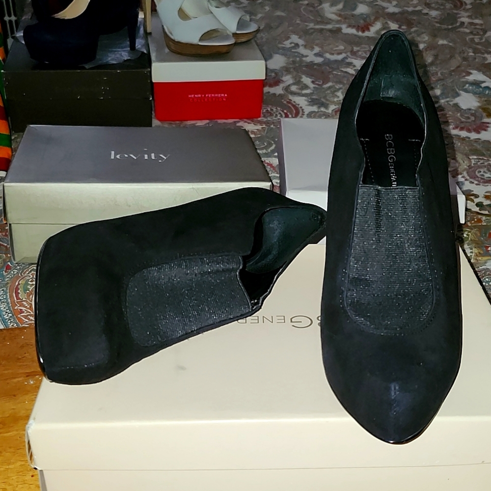 BCBGeneration Black Priya Suede leather Ankle heels 9 1/2B/39 1/2